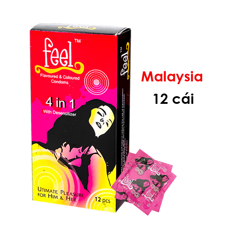 Bao cao su Feel 4 in 1 - Kéo dài thời gian - Hộp 12 cái