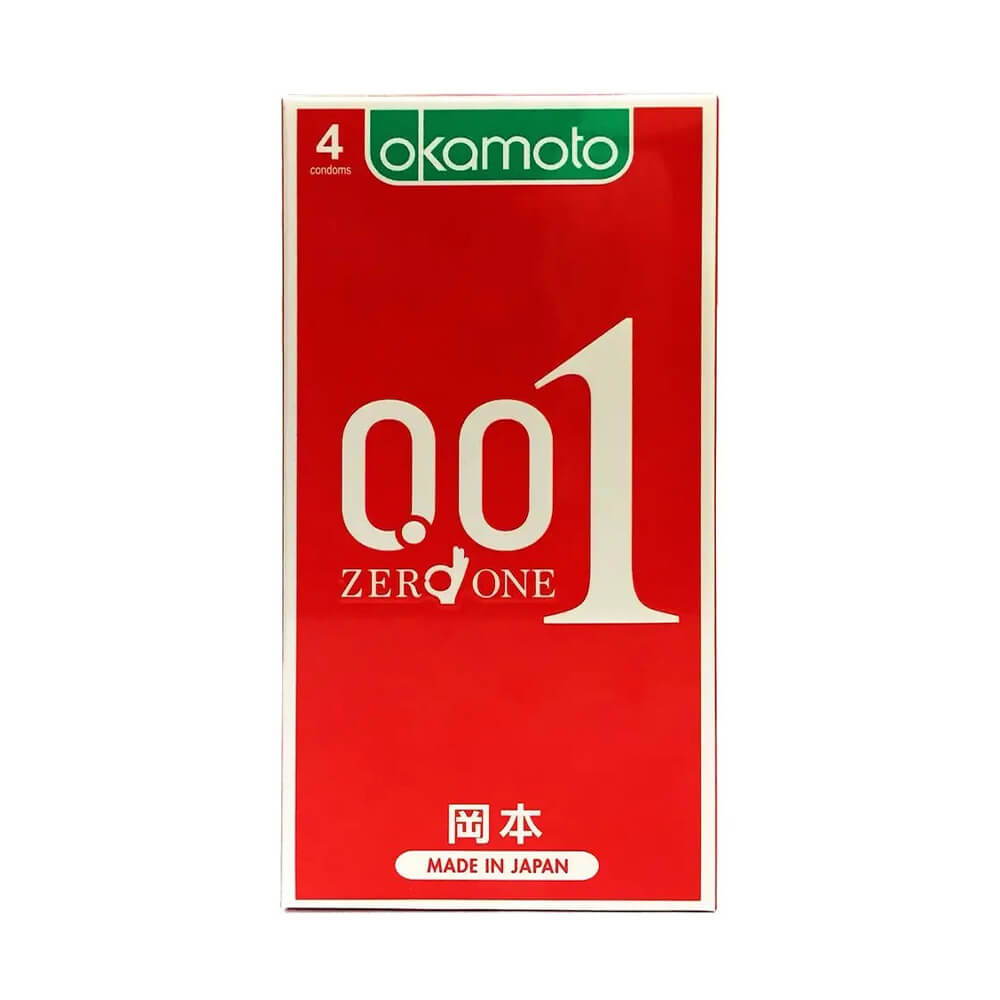 Bao cao su Okamoto 0.01 PU - Siêu mỏng tàng hình, truyền nhiệt chân thật - Hộp 4 cái