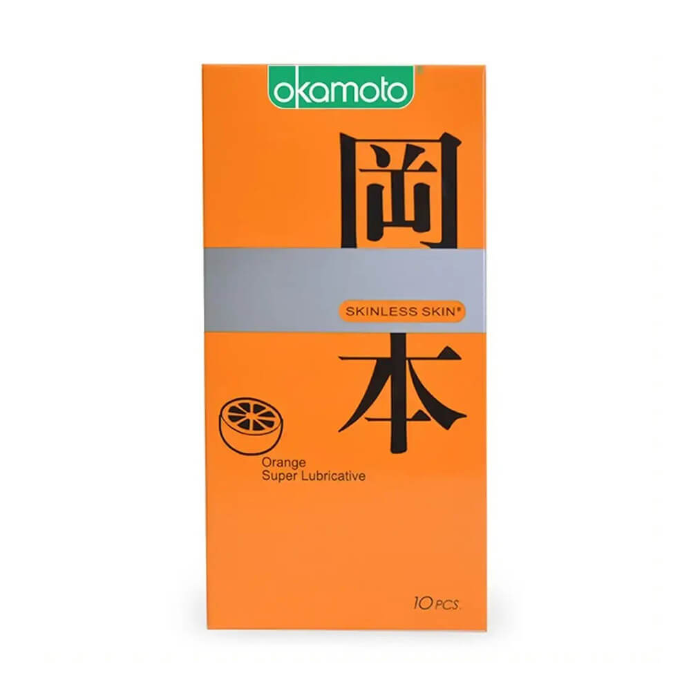 Bao cao su Okamoto Skinless Skin Orange Super Lubricative - Hương cam - Hộp 10 cái