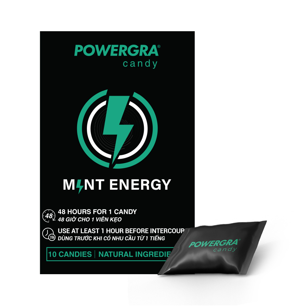 Kẹo bạc hà Powergra Mint Energy tăng cường sinh lý nam giới - Hộp 10 viên