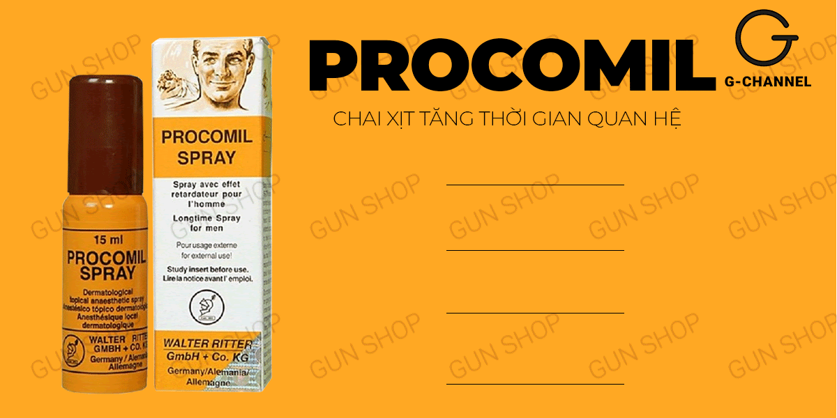 Chai xịt Procomil Đức 15ml kéo dài quan hệ an toàn chính hãng