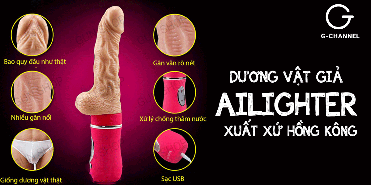 Dương vật giả Ailighter cao cấp rung thụt toả nhiệt mềm mại kích thích