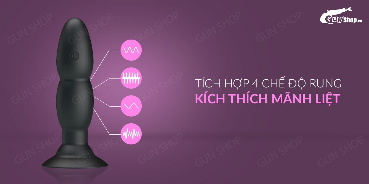 Que rung hậu môn 4 chế độ, điều khiển từ xa, sạc tiện lợi, silicon mềm