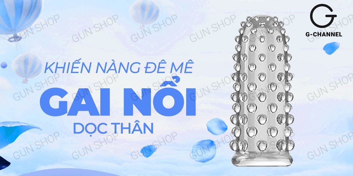 Bao cao su 2 ngón tay Aichao gai lớn Hộp 2 cái Tăng khoái cảm