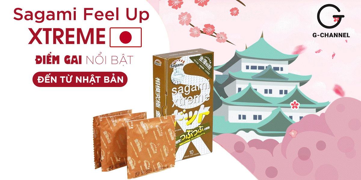 Bao cao su Sagami Feel Up siêu mỏng siêu gai tăng khoái cảm