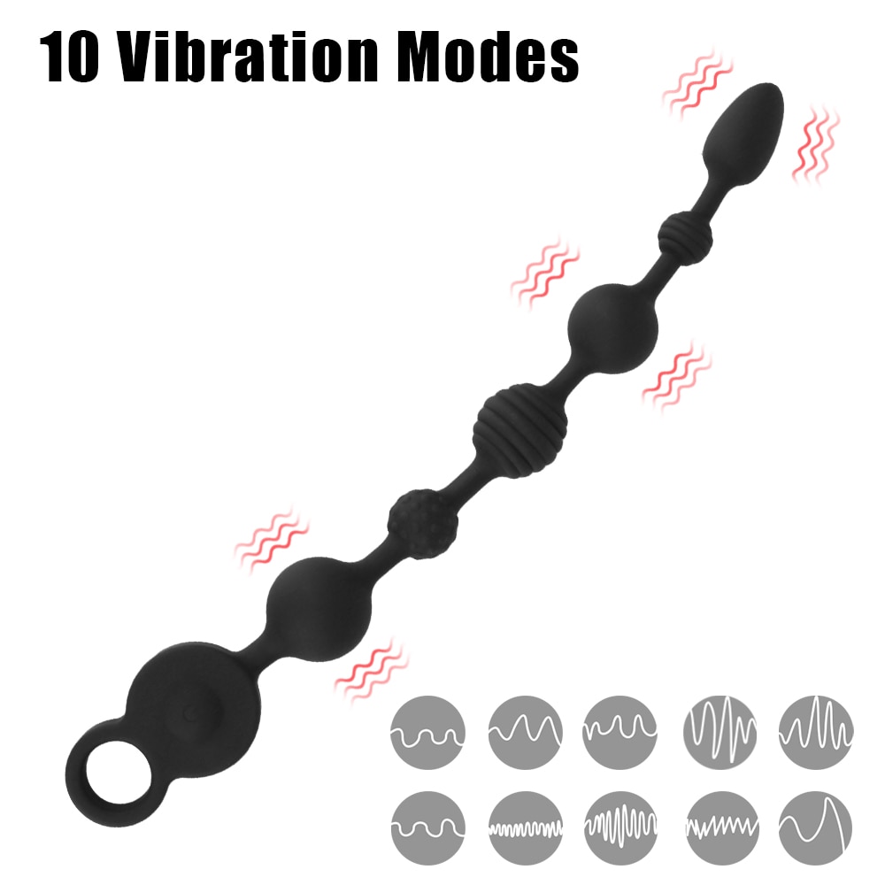 Que rung chuỗi Dildo màu đen 35/43cm kích thích hậu môn an toàn dễ dùng