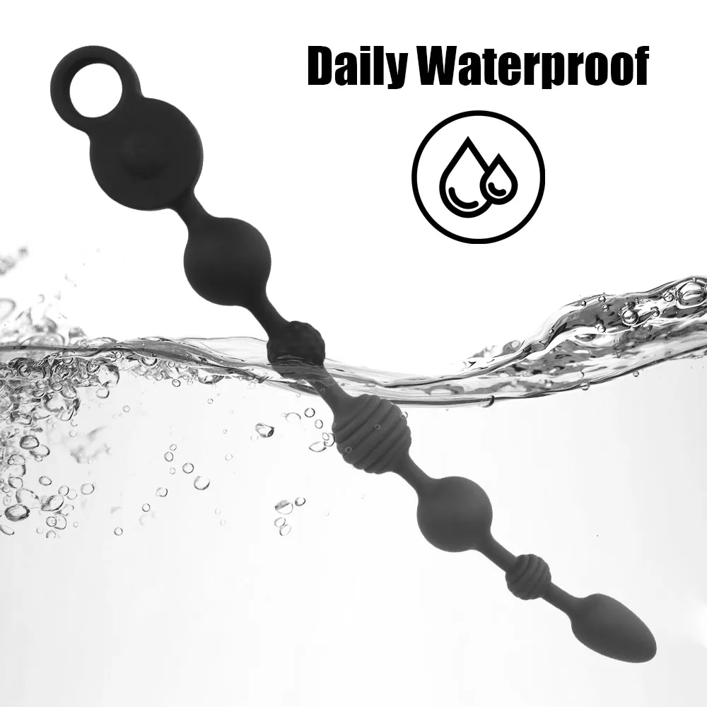 Que rung chuỗi Dildo màu đen 35/43cm kích thích hậu môn an toàn dễ dùng