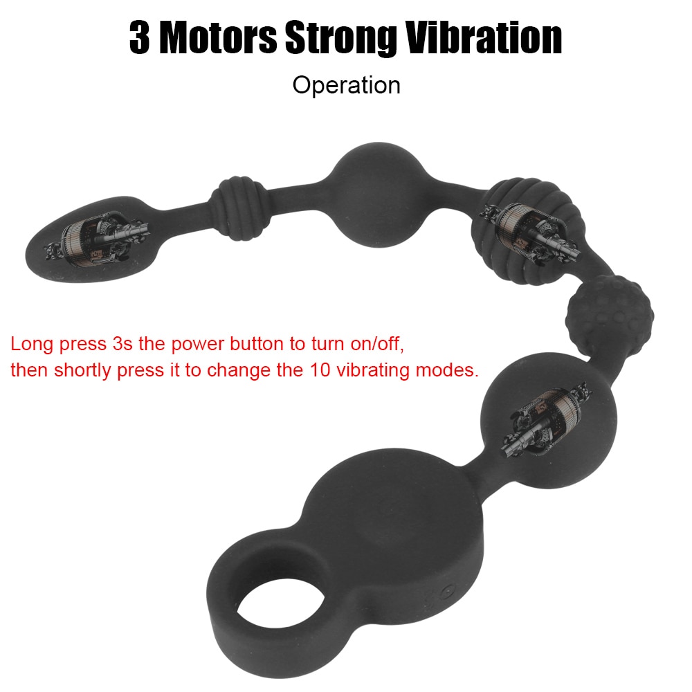 Que rung chuỗi Dildo màu đen 35/43cm kích thích hậu môn an toàn dễ dùng