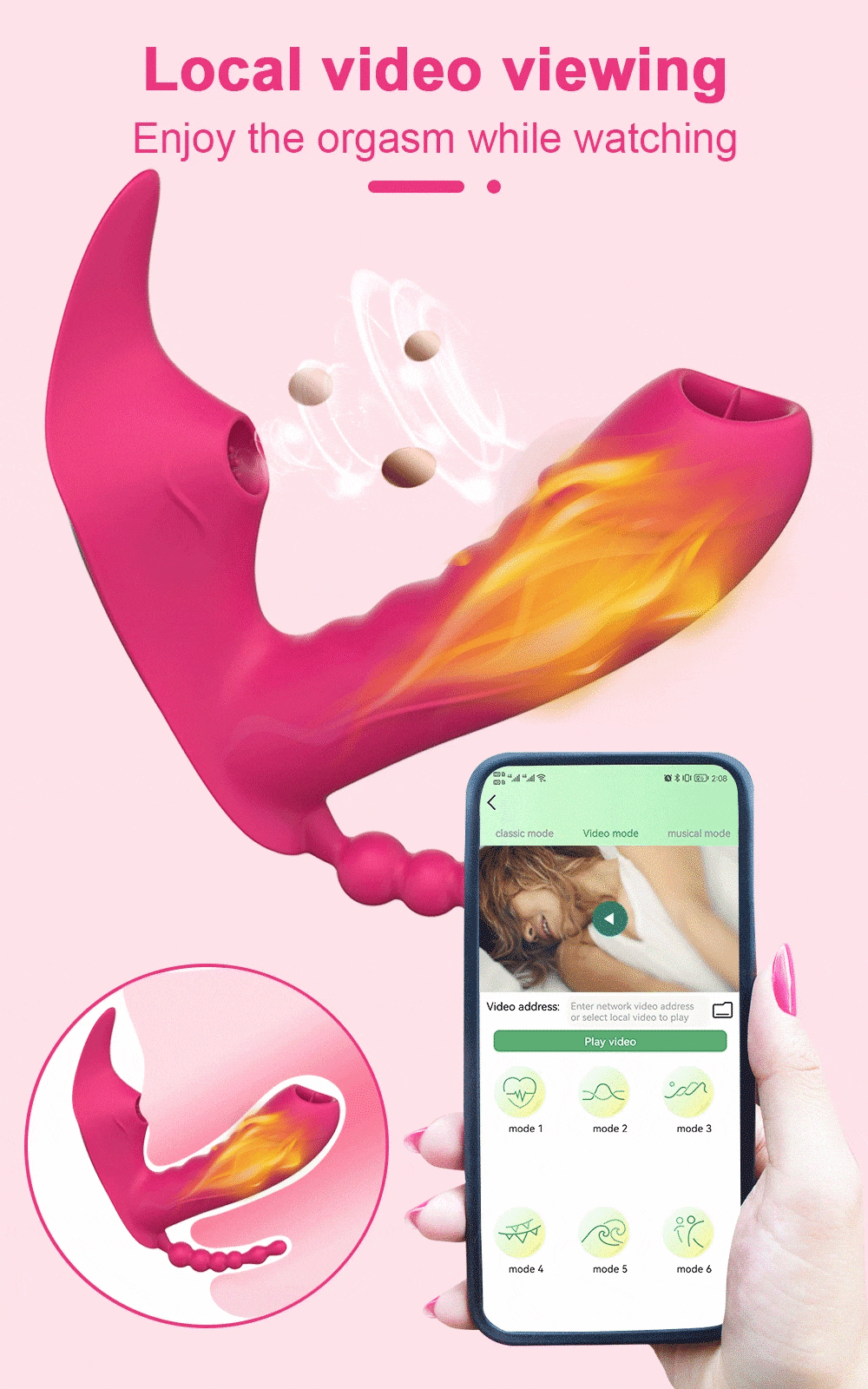 Đồ chơi tình dục 3 trong 1, kết nối Bluetooth, kích thích nữ giới, hút và kích thích âm đạo và vùng nhạy cảm