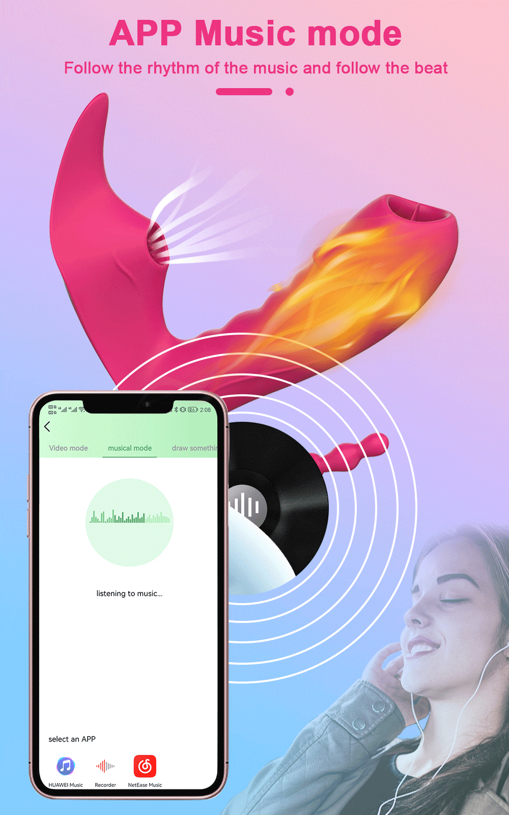 Đồ chơi tình dục 3 trong 1, kết nối Bluetooth, kích thích nữ giới, hút và kích thích âm đạo và vùng nhạy cảm