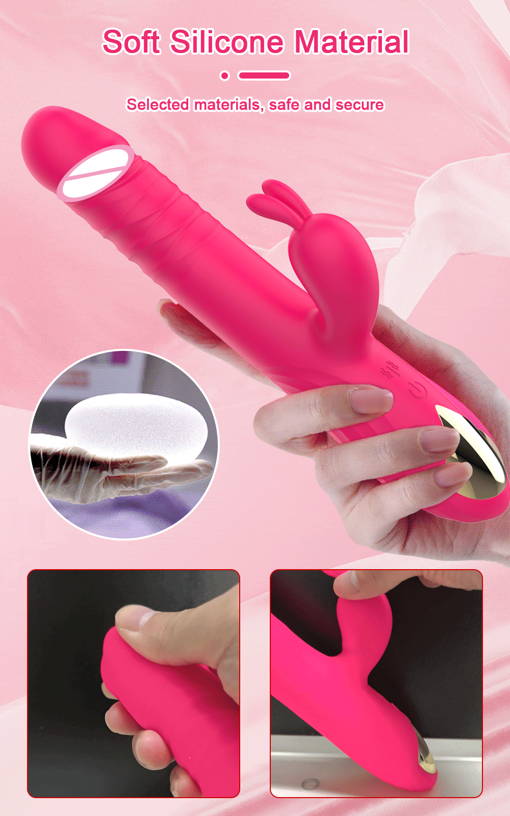 Dương vật giả đa năng rung thụt bi xoay nhánh tai thỏ kích thích