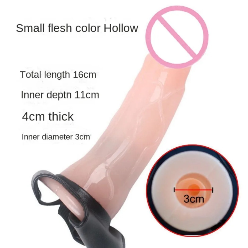 Dương vật giả silicon mềm dây đeo rỗng ruột kích thích les