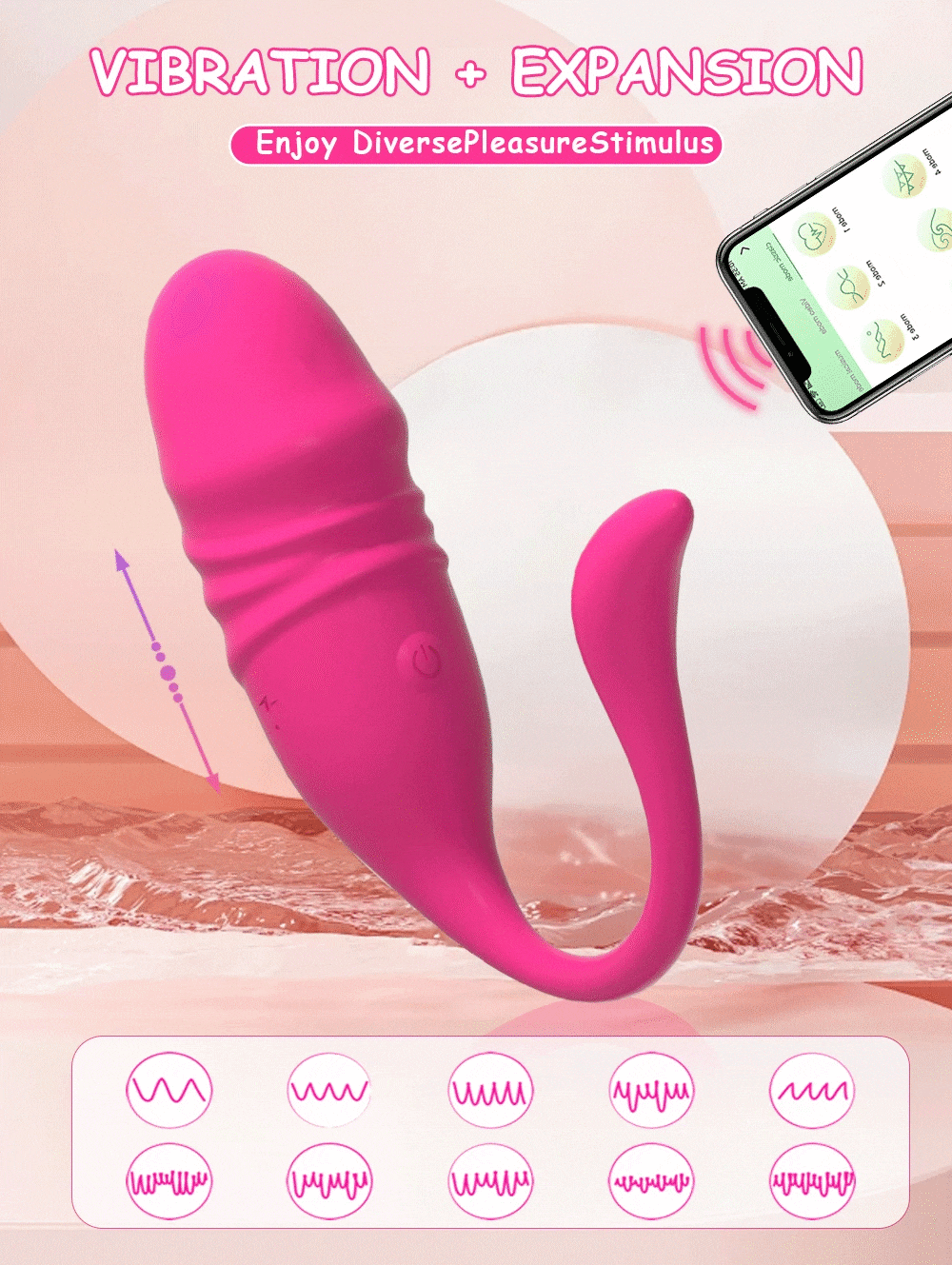 Trứng rung tình yêu 2 đầu rung thụt điều khiển từ xa app điện thoại