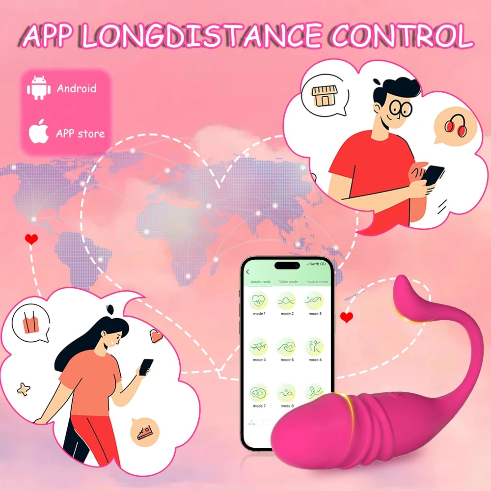 Trứng rung tình yêu 2 đầu rung thụt điều khiển từ xa app điện thoại