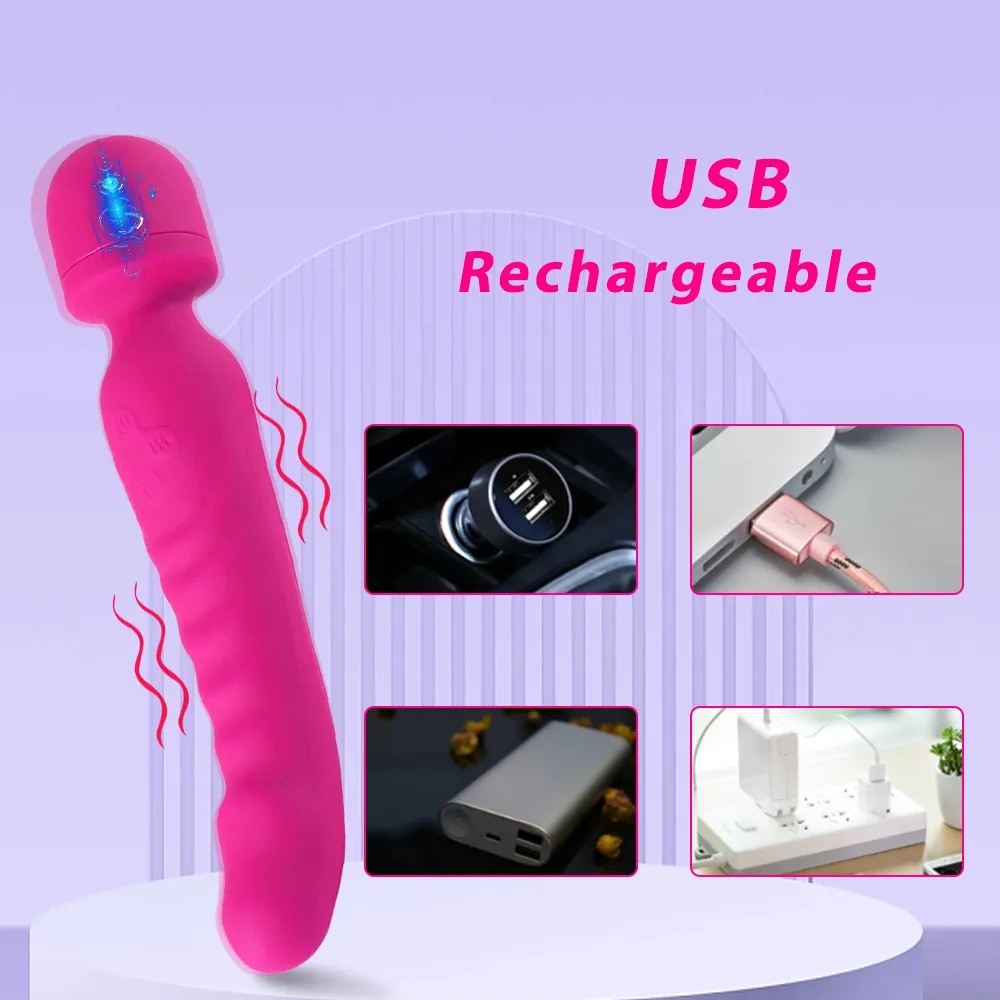 Chày rung 2 đầu Magic Wand đa năng tăng khoái cảm điểm G âm đạo