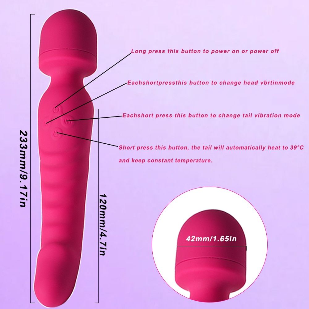 Chày rung 2 đầu Magic Wand đa năng tăng khoái cảm điểm G âm đạo