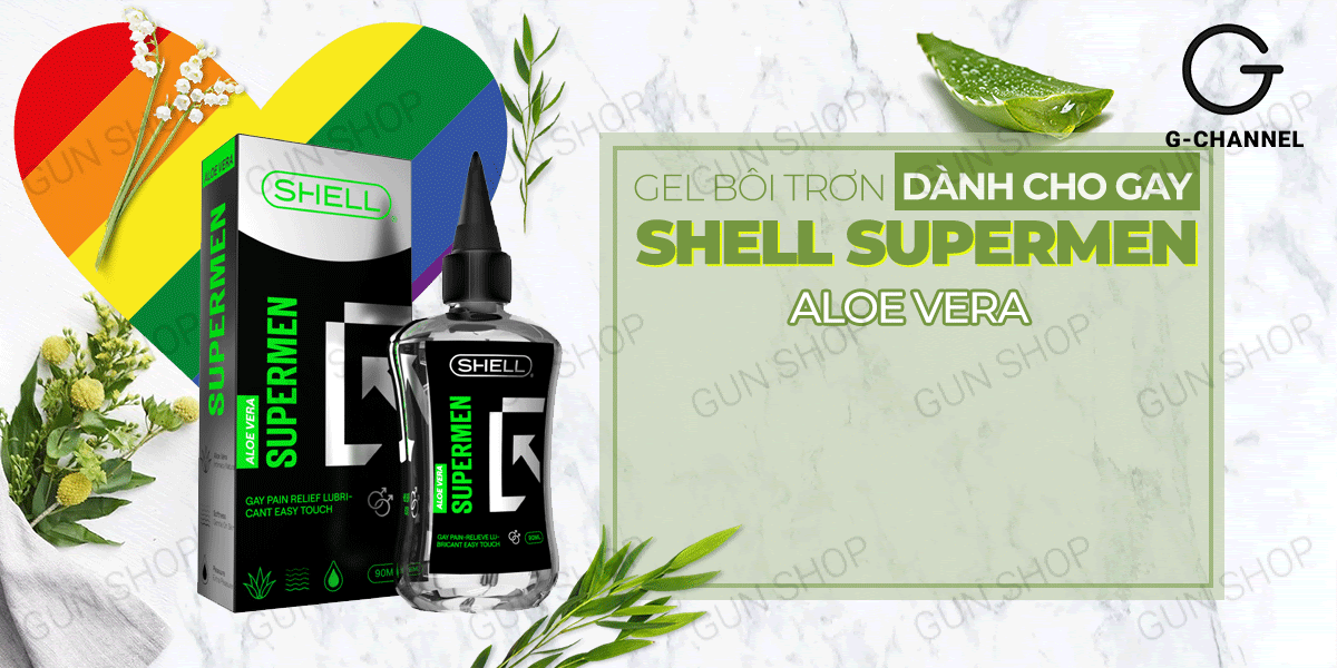 Gel bôi trơn hậu môn lô hội dịu nhẹ an toàn chai 90ml Shell Supermen