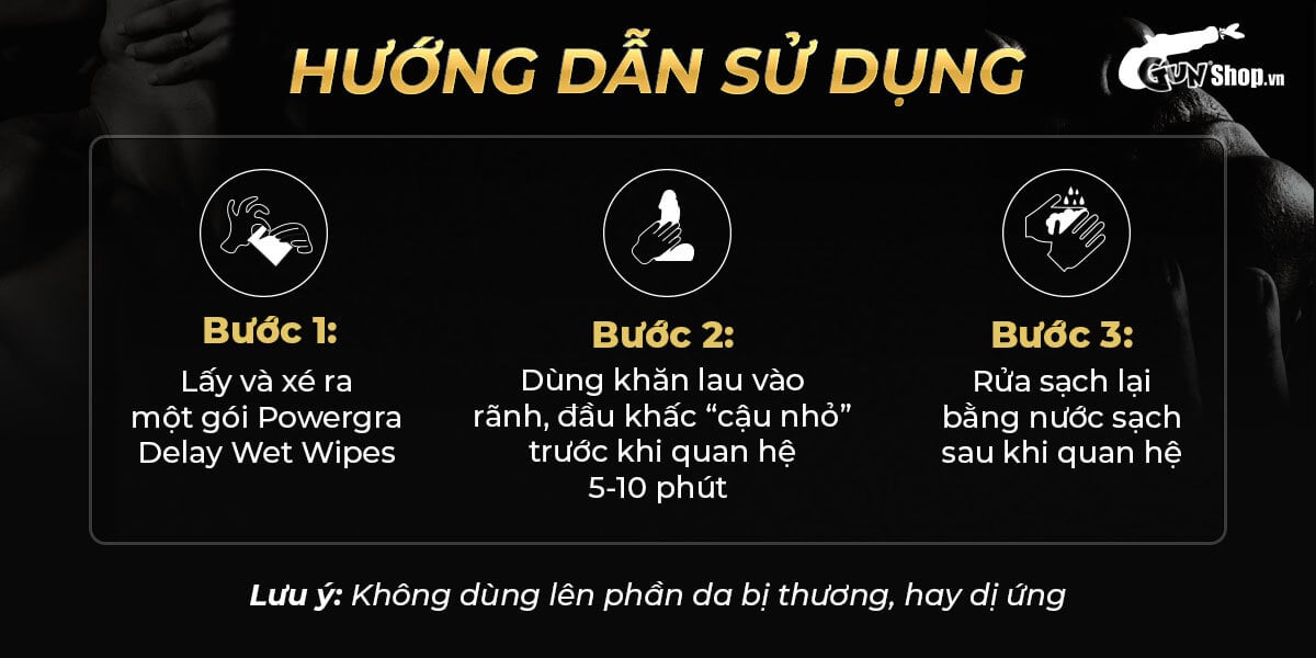 Khăn Powergra Delay Wet Wipes Chống Xuất Tinh Sớm Hiệu Quả