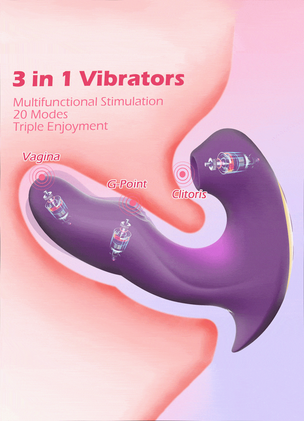Máy massage điểm G 3in1 rung bú mút cực phê tiện lợi