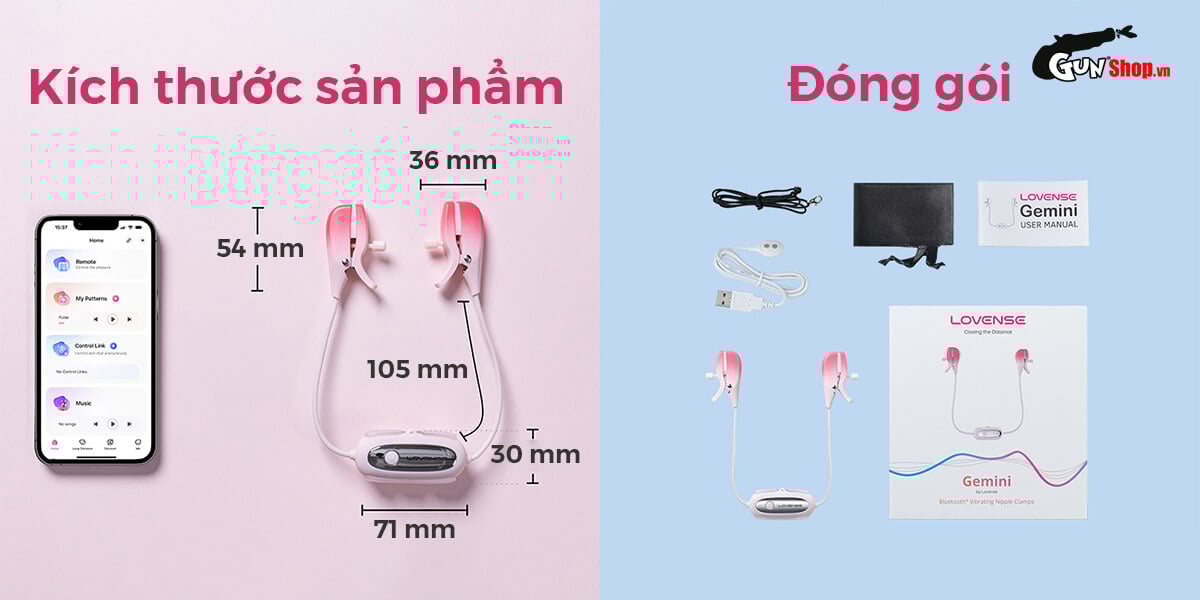 Máy massage kẹp vú Lovense Gemini rung điểm G thỏa mãn nữ