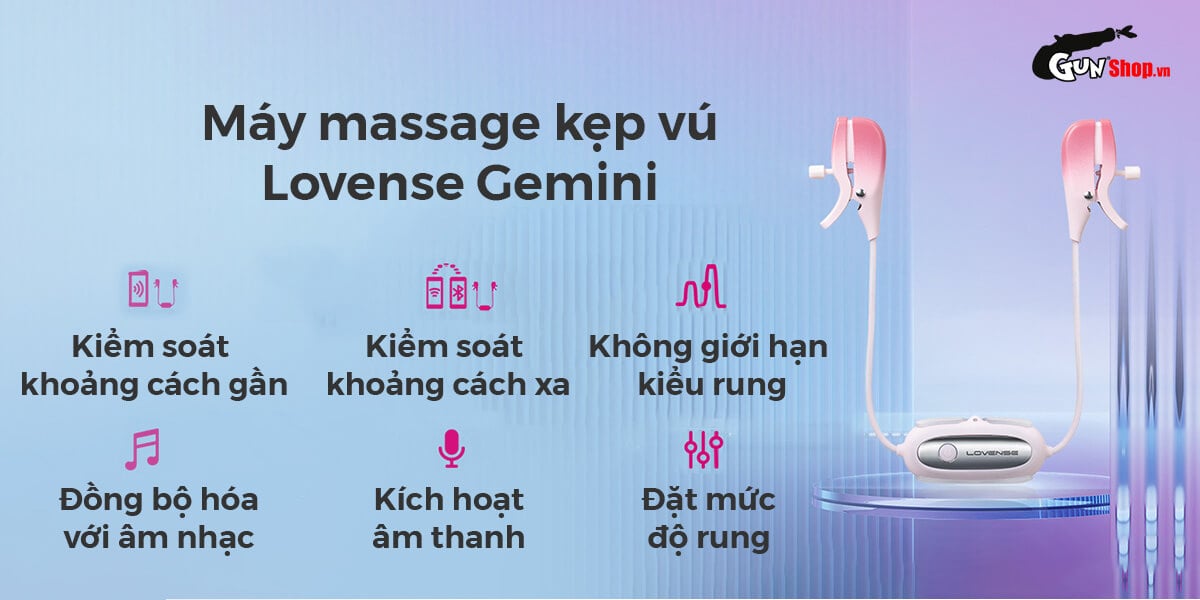 Máy massage kẹp vú Lovense Gemini rung điểm G thỏa mãn nữ