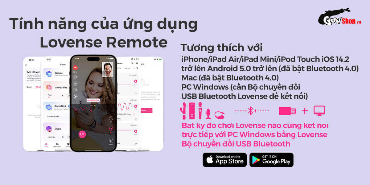 Lovense Hyphy 2 đầu điều khiển app máy massage kích thích G