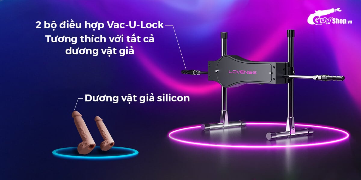 Máy Lovense rung thụt tự động 2 đầu điều khiển điện thoại, siêu phê