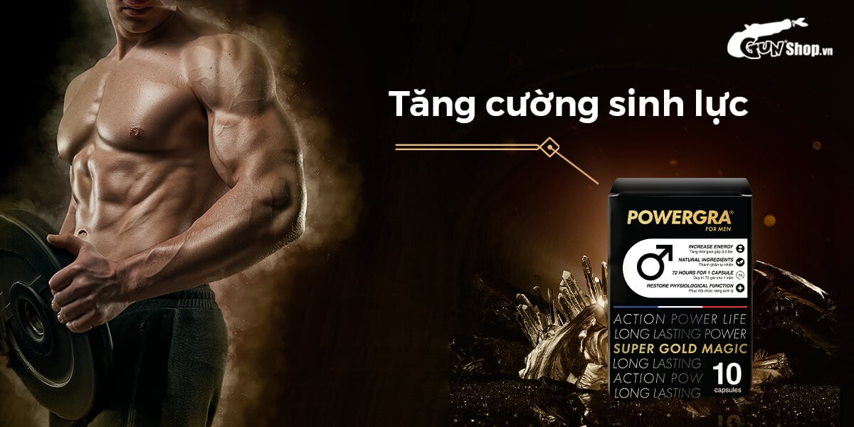 Powergra For Men Super Gold Magic 10 viên tăng cường sinh lý mạnh mẽ