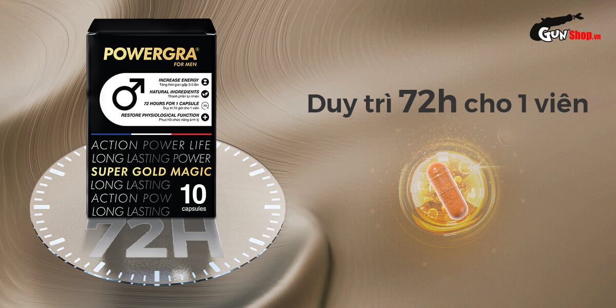 Powergra For Men Super Gold Magic 10 viên tăng cường sinh lý mạnh mẽ