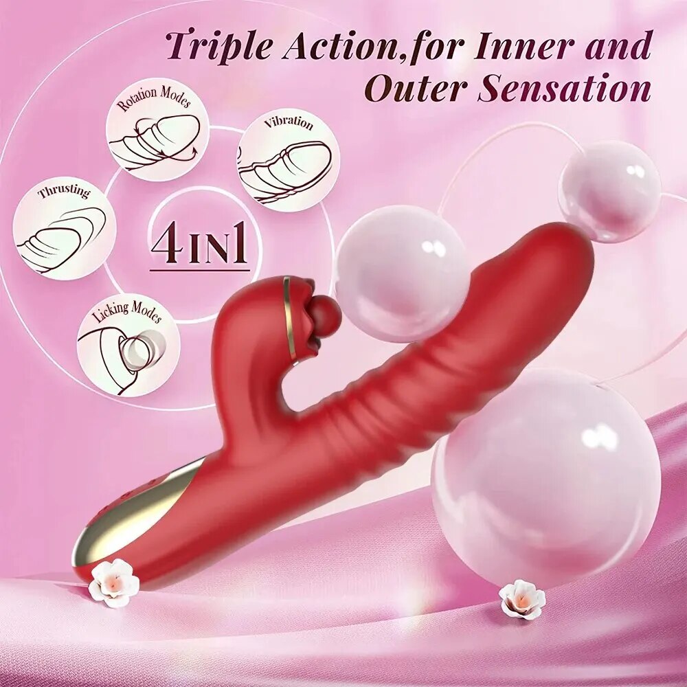 Dương vật giả Hannibal 4 in 1 rung thụt hút cao cấp đa năng