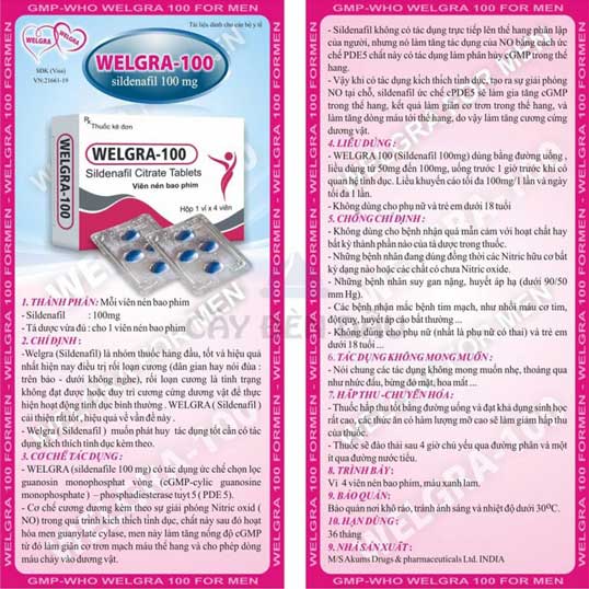 Viên uống Welgra 100mg Ấn Độ tăng cường sinh lý cương dương tốt