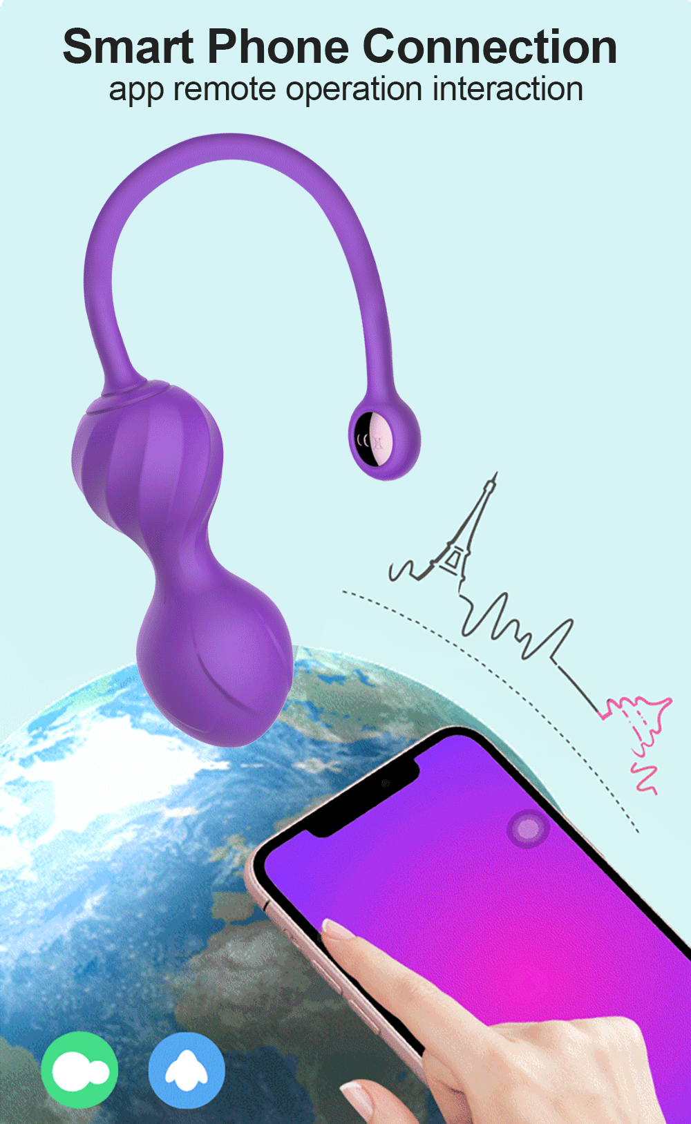 Trứng rung hồ lô Jiuuy Bluetooth se khít âm đạo, kích thích