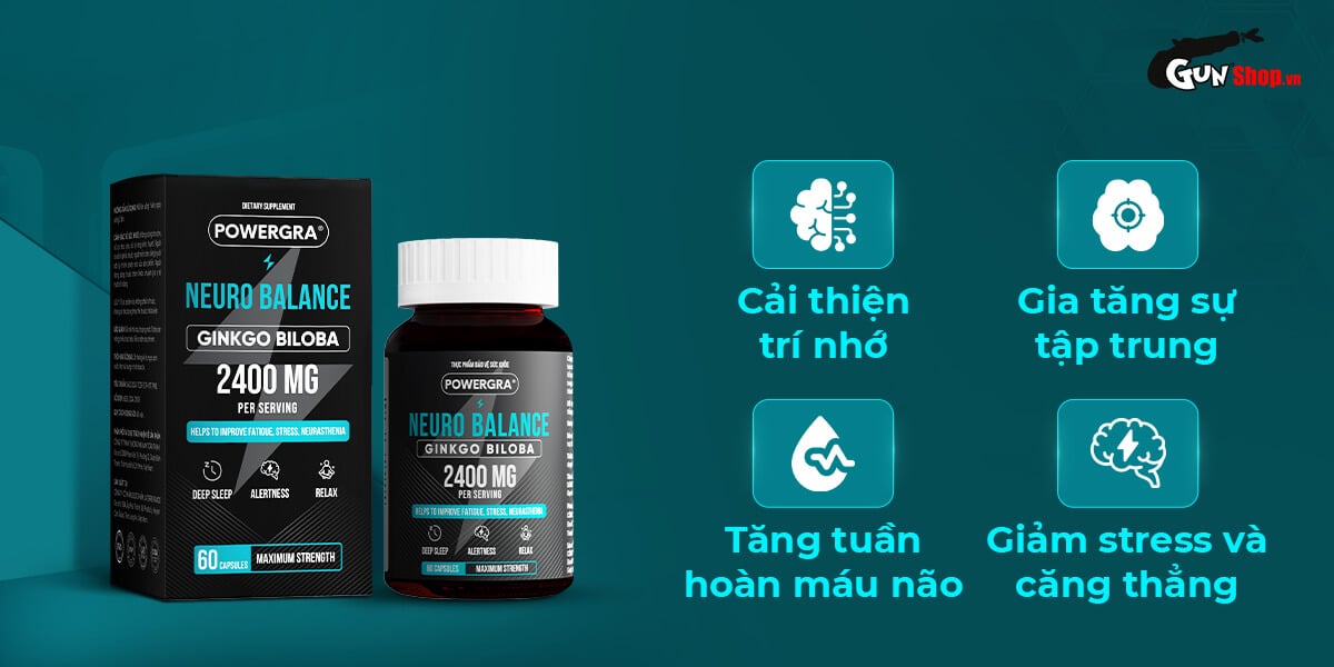 Nơi bán Viên uống bổ não, tăng cường trí nhớ Powergra Neuro Balance - Hộp 60 viên giá tốt