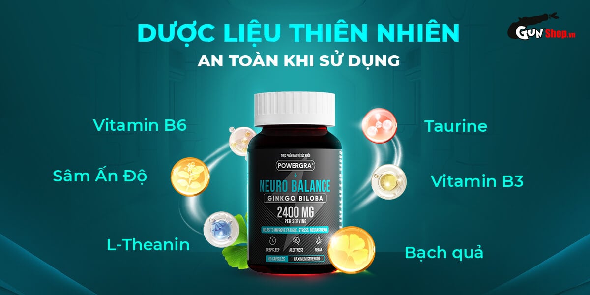 Nơi bán Viên uống bổ não, tăng cường trí nhớ Powergra Neuro Balance - Hộp 60 viên giá tốt