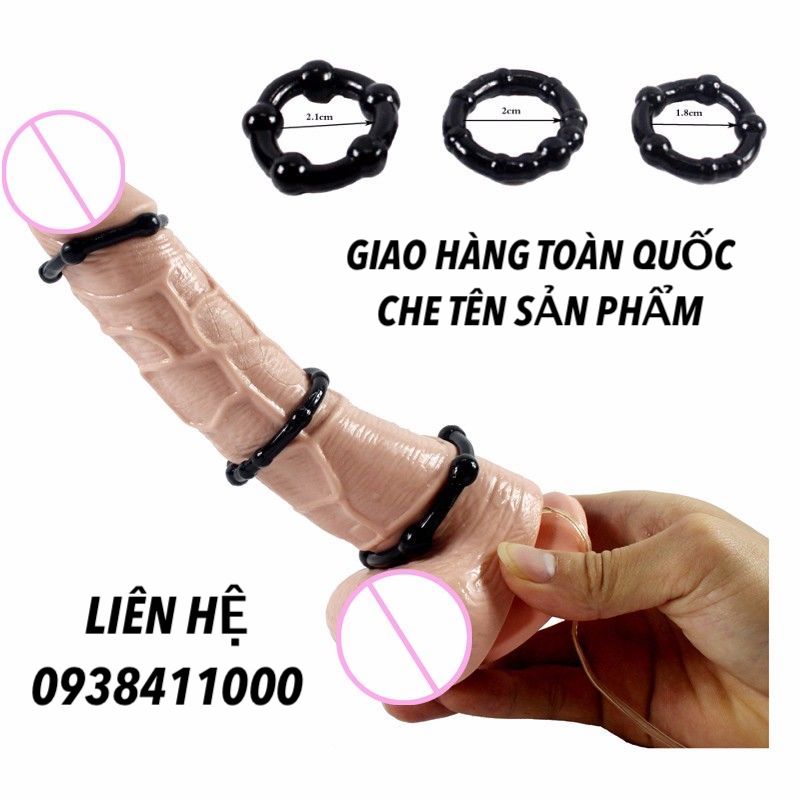 Bộ 3 vòng Titan đeo dương vật chống xuất tinh sớm silicon y tế tăng hưng phấn