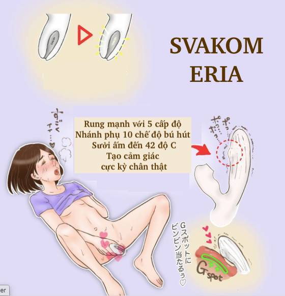 Giá sỉ Dương vật giả Svakom Eria cu giả rung mút sưởi ấm kích thích vùng kín giá rẻ