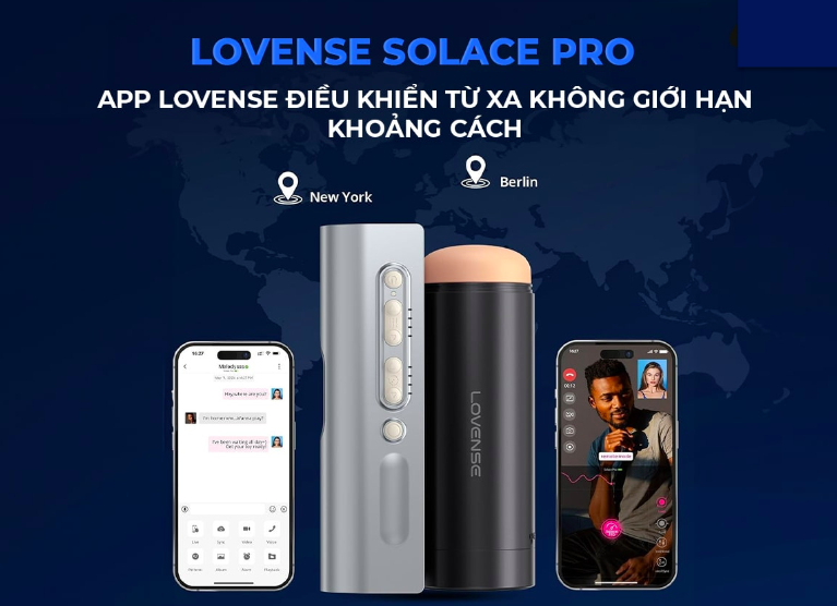 Âm đạo giả Lovense Solace Pro AI máy thủ dâm cao cấp kết nối app
