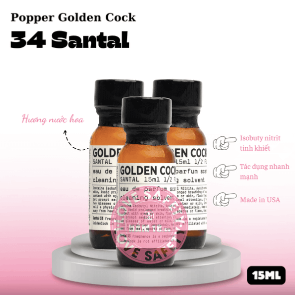 Thông tin Popper Golden Cock 34 Santal 15ml chính hãng loại mạnh giá rẻ