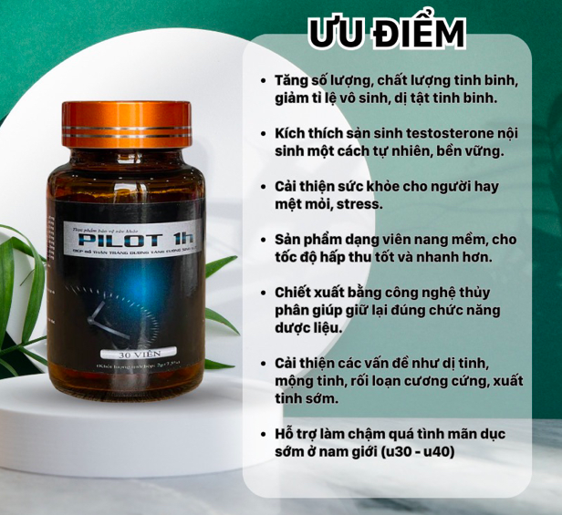 Thuốc Pilot 1h giúp tăng sinh lý nam chuẩn bổ thận tráng dương