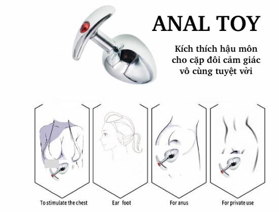 Mua Phích inox cắm hậu môn đính đá size vừa 3.4cm butt plugs Anal Toy giá sỉ Mua Phích inox cắm hậu môn đính đá size vừa 3.4cm butt plugs Anal Toy giá sỉ