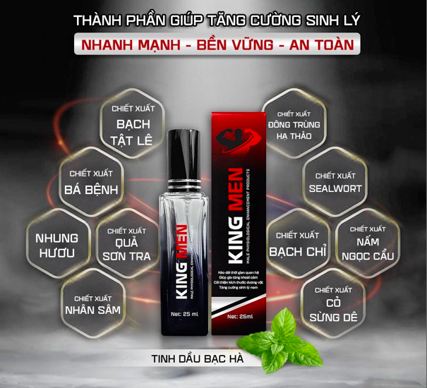 Chai xịt King Men chống xuất tinh sớm kéo dài thời gian quan hệ Chai xịt King Men chống xuất tinh sớm kéo dài thời gian quan hệ