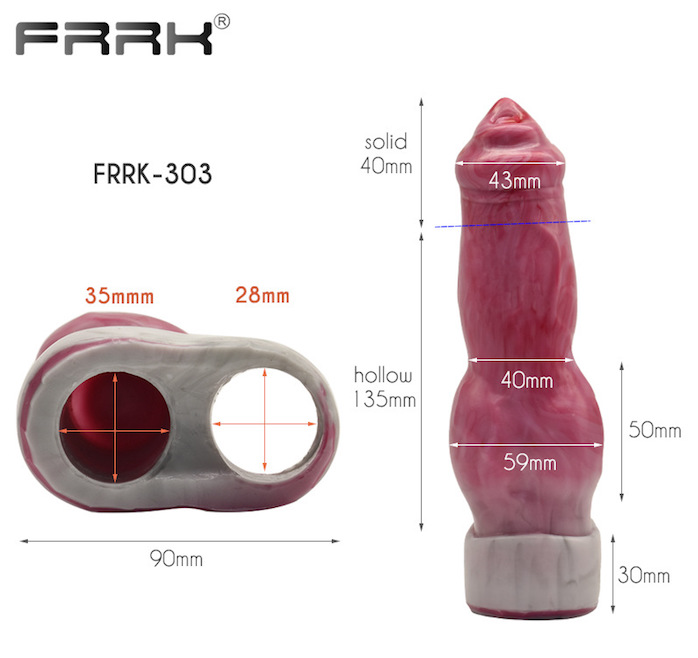 Bao cao su đôn dên FRRK FR‑303 giống dương vật của chó sói có quai đeo Bao cao su đôn dên FRRK FR‑303 giống dương vật của chó sói có quai đeo