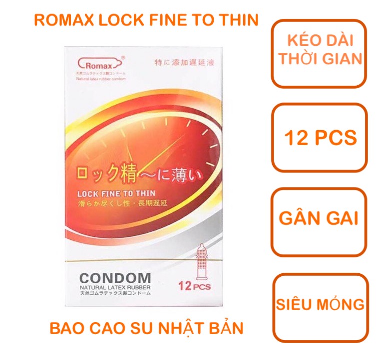 So sánh Bao cao su Romax Lock Fine To Thin hộp 12c gân gai của Nhật Bản chính hãng