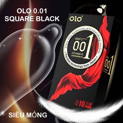 Kho sỉ Bao cao su Olo thin 0.01 đen Square Black siêu mỏng ôm sát hộp 10c giá sỉ