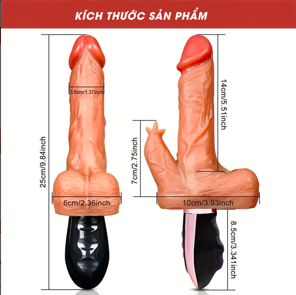 Dương Vật Giả Cầm Tay Đa Năng Giống Thật Có Nhánh Lưỡi Liếm