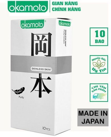 Bỏ sỉ Bao cao su Okamoto Skinless Skin Purity 10 cái không mùi siêu mỏng nhập khẩu