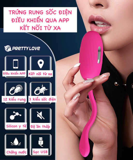 Bỏ sỉ Trứng rung sốc điện Pretty Love Doreen điều khiển thông minh qua app kết nối bluetooth tốt nhất