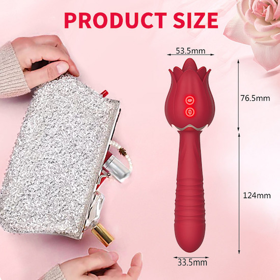 Shop bán Dương vật giả 2 đầu rung thụt kèm lưỡi liếm hình bông hoa hồng chày rung massage loại tốt