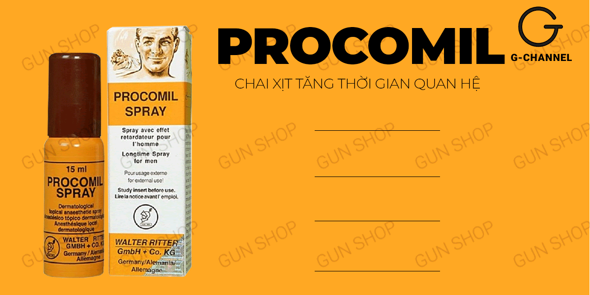  Sỉ Chai xịt Đức Procomil - Kéo dài thời gian - Chai 15ml hàng xách tay