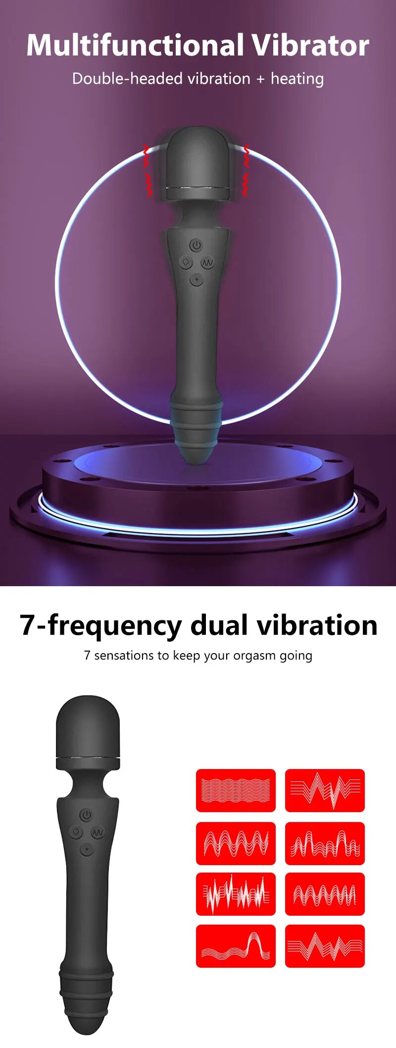 Kho sỉ Chày rung tình yêu 2 đầu AV Stick pemijat Dildo rung toả nhiệt massage điểm G giá sỉ